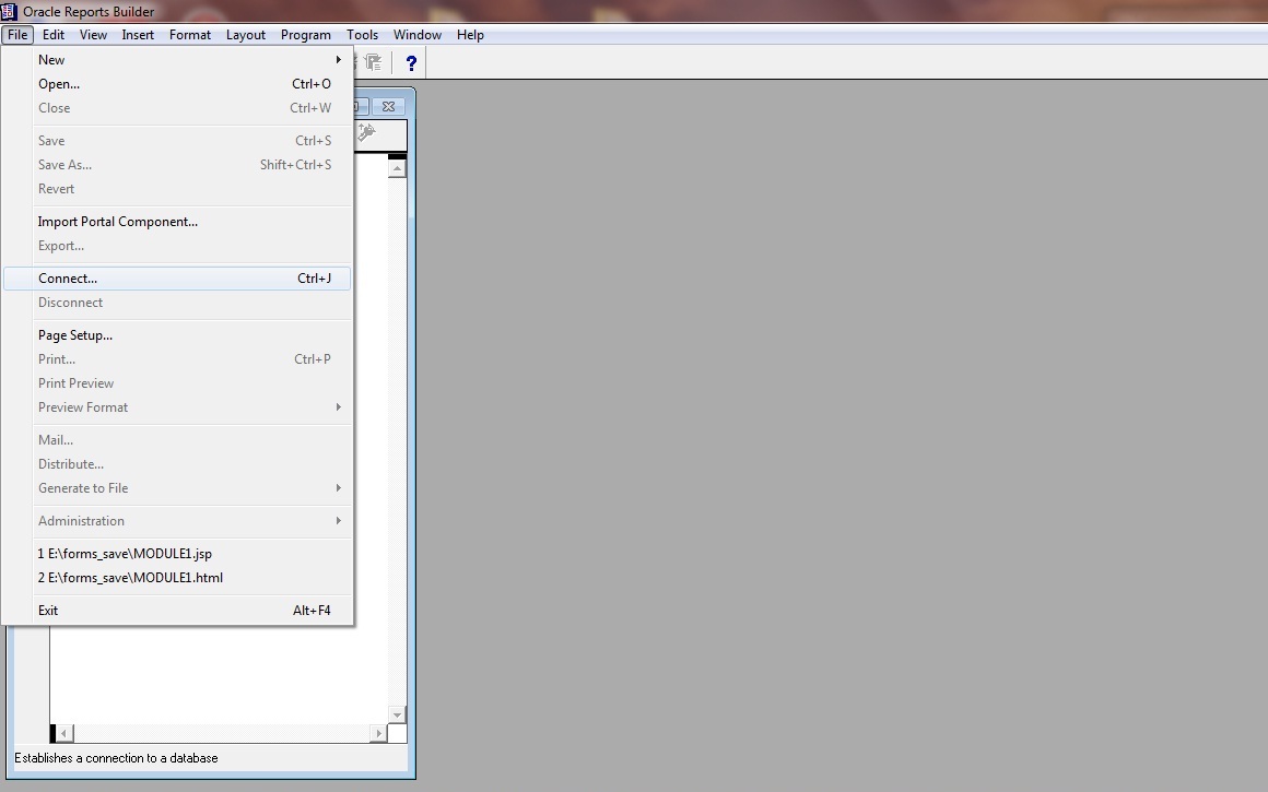Picture 1: Connect Oracle Reports 11g to database 11g